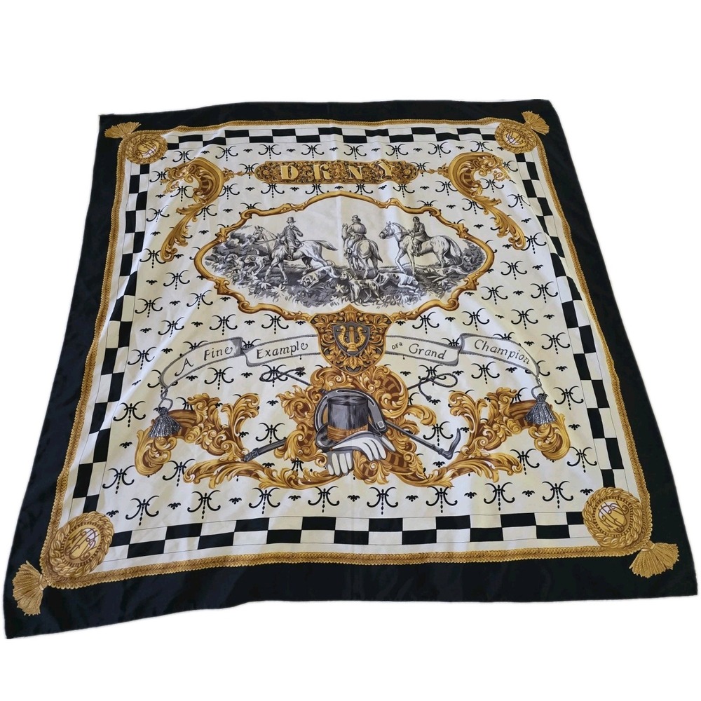 Donna Karan DKNY Silk Scarf "A Fine Example Of a Grand Champion" France 34 x 34